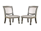 Set of 2 Leatherette Upholstered Side Chairs in Gray and Silver B016P222683