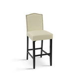 Barstools Set of 2, Counter Height Upholstered Bar Stools for Kitchen Island, Beige Rubberwood Legs N779P254675P