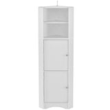 Tall Bathroom Corner Cabinet, Freestanding Storage Cabinet with Doors and Adjustable Shelves, MDF WF293800AAK
