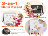 Gray 3-in-1 Art Easel with Magnetic Chalkboard and Whiteboard 21426937
