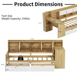 Wooden L-Shape Daybed with Seven Storage Cabinets and Two Storage Drawers, Multi-functional Bed with 67327891