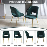 Dark Green Velvet Dining Chairs with Metal Legs and Hollow Back Upholstered Dining Chairs Set of 4 W1164P188246