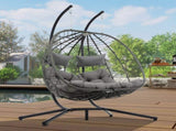 2 Persons Egg Chair with Stand Indoor Outdoor Swing Chair Patio Wicker Hanging Egg Chair Hanging 25521963