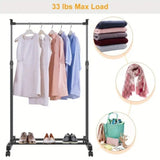 ZNTS Garment Racks 3ft-5.18ft Height Adjustable Clothes Stand Foldable Clothes Hanger w/ Wheels Storage 59687862