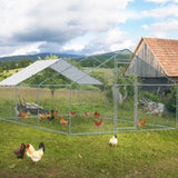 20 x 10 ft Large Metal Chicken Coop, Walk-in Poultry Cage Chicken Hen Run House with Waterproof 01979242