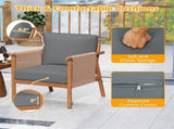 Gray Boho Patio Acacia Wood Chair with Woven Rope Armrests, Cushioned Outdoor Accent Chair for Porch 11342284
