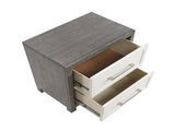 Two Drawers Nightstand Ivory and Gray Finish Bedroom Furniture 1pc B011P290769