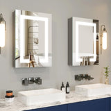 ZNTS LED Bathroom Wall Medicine Cabinet Mirror 20"×28" with Storage Recessed or Surface Dimmable 3 Colors 50862470