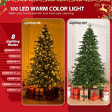 6 FT Pre-lit Artificial Christmas Tree, Holiday Xmas Tree with 300 Warm White Lights, 728 Branch 19835251