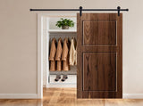 Modern 2-Panel 32 in. x 84 in. Wood Dark Walnut Barn Sliding Door With Hardware kit T3910P408769