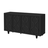 U_STYLE Stylish Storage Cabinet Sideboard Wooden Cabinet with Embossed Curved Doors,Suitable for N711P205936B
