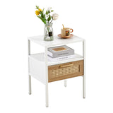 15.75" Rattan End table with drawer, Modern nightstand, metal legs,side table for living room, W1265121753