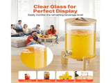 2.2 Gallon Glass Beverage Dispenser with Wooden Stand, Stainless Steel Spigot, Ideal for Serving 65207451