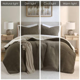 Waffle Knit Chenille Comforter Set Twin B035P294135