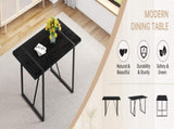 A 55-Inch minimalist retro rectangular dining table with a black textured top with Inset Rectangular W1151P378671