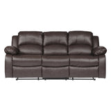 Comfortable Double Reclining Sofa 1pc Brown Color Bonded Leather Match Solid Wood Plywood Frame B01166579