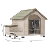 ZNTS Outdoor fir wood dog house with an open roof ideal for small to medium dogs. With storage box, 70363091