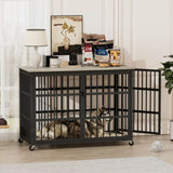 Furniture style dog crate wrought iron frame door with side openings, Grey, 43.3''W x 29.9''D x W1162119832