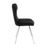 Ultra Modern Dining Furniture Set of 2 Side Chairs Black Velvet Upholstery Chrome Finish Metal Legs B011P285774