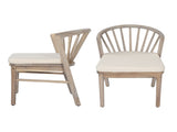 Outdoor Dining Chairs Set of 2, Acacia Wood Patio Chairs with Cream Washable Cushion,for Backyard, N762P389932K