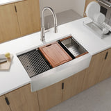 33x22x10"Farmhouse Apron Single Bowl Stainless Steel Kitchen Sink with Workstation W2898P228900