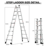 Aluminum Multi-Position Ladder with Wheels, 300 lbs Weight Rating, 22 FT W2529P201199