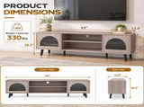 63" TV Stand with RGB LED Lights, Arched Fluted Glass Doors, Soft Close Hinges, Robot Vacuum 06191215
