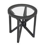 Modern simple coffee table, tempered coffee table solid wood base round transparent W487P317844
