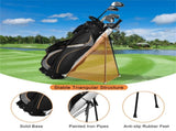 Water-Resistant Golf Stand Bag - 420D Nylon, 3-Way Dividers7 Zipper Pockets, Black 89060465