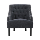 Modern Traditional Accent Chair Black Chenille Upholstery Button Tufted Solid Wood 1pc Living Room B011P182658