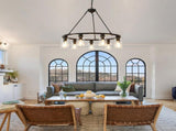 34.25'' Modern 9-Light Black Wagon Wheel Chandelier With Light For Living Dining W5008P468519