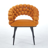 Orange Modern chair with golden color iron tube legs, soft cushions and comfortable W234P271318