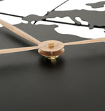 36 Inch Large Black Metal Wall Clock, Modern Silent World Map Wall Clock with Gold Pointers, W1445P249307