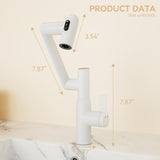 Bathroom White Sink Faucet with Spray Function and Temperature Display for Anti-Skid Switch and Hot W1217P214946