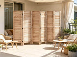 6-Panel Wood Folding Privacy Screen, 66.9" Tall Louvered Room Divider, Portable Partition for Room 40333571