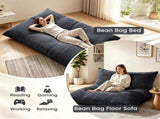 Dark Gray Convertible Corduroy Bean Bag Sofa for Adults, 76.5x55 Inch Sponge Filling Foldable 43340886