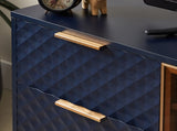 Deluxe Sculpted Modern Fashion Geometric Style TV Stand, Aluminum Frame Tempered Glass Door 4 Drawer W1162P294820