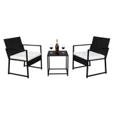 Single 2pcs Coffee Table 1pc Exposed Flat Chair Three-Piece Set Black 23974444