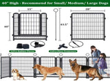 Dog Playpen Outdoor Extra Wide 16 Piece Panels Heavy Duty Dog Fence 40" Height Anti-Rust with Doors 96367448