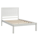 ZNTS Platform Bed Frame with Headboard, Wood Slat Support, No Box Spring Needed,Twin, White 94135601