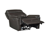 Dark Brown Power Recliner Chair Luxurious Top Grain Leather Charging Ports Living Room Furniture 1pc B011P501153