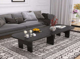 Modern Black Wooden Nesting Coffee Table Set, 70.86" Extendable Splicing Center Table for Living W2295P365033