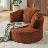 Compressible Corduroy Round Chair with Cushioned Backrest - Modern Comfort Seating for Living W2339P323623