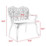 Patio Garden Bench Metal Park Bench Cast Aluminum Outdoor Furniture with Floral Rose for W640P250989