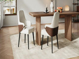 Indoor Dining Chair Set of 2, Beige & Brown Two-Tone Fabric Armchair with Sturdy Frame, Modern N779P370716L