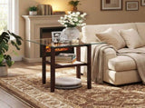 24-Inch 2-Tier Square Glass Coffee Table, Modern Tempered Glass Center Table with 96961414