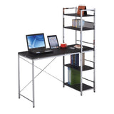 ZNTS Black and Chrome Writing Desk with Shelf B062P209207