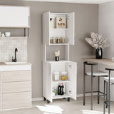 Linden 76,8" Tall Two Double Door Cabinet Kitchen Pantry with Hutch and Five Shelves, Microwave B070P264145
