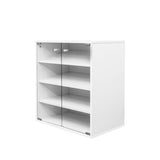 Shoe Box with RGB LED Light, Wooden Stackable Storage Box with Glass Door, Storage Bin W331P242611