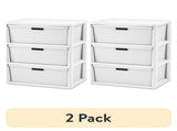 (2 pack) Wide 3 Drawer Tower, Plastic Storage Organizer with Removable Decorative Bins, Easy to 67808131